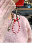 Wood Bead Keychain Business Gift Key Chain Men Women Car Key Strap