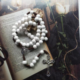 Wooden Braided Chain Rosary Necklace Virgin Mary Christ Jesus Cross Pendant
