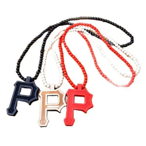Letter P Pendant Necklace Hip Hop Boho Bead Long Necklace