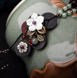 Vintage Japis Aventurine Wooden Necklace