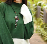 Vintage Japis Aventurine Wooden Necklace