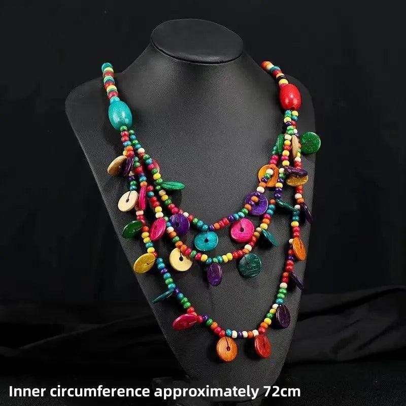 Bohemian Retro Ethnic Necklace Handcrafted Rice Bead Necklace