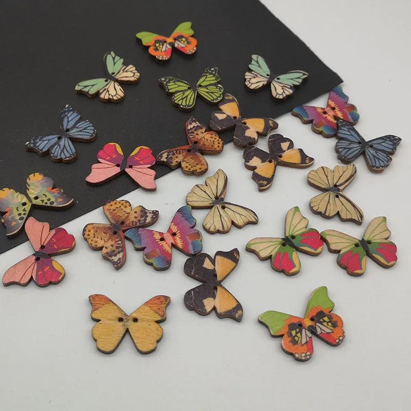 20PCS DIY Butterfly Wooden Jewelry Beads For Kids Crafts