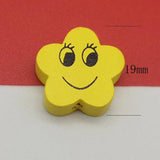 20pcs Wooden Beads Smiley Flower Shape Jewelry DIY Macaron Beads