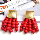 Maxcore Alloy Earrings Wood Beads Metal Tassels Jewelry