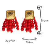 Maxcore Alloy Earrings Wood Beads Metal Tassels Jewelry