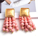 Maxcore Alloy Earrings Wood Beads Metal Tassels Jewelry
