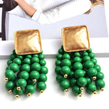 Maxcore Alloy Earrings Wood Beads Metal Tassels Jewelry