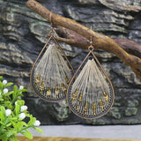 Ethnic Wood Beads Tassel Drop Earrings Vintage Hanging Jewelry