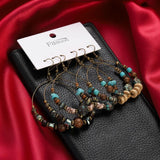 Vintage Circle Dangle Earrings Antique Plated Turquoises Beads Ethnic Jewelry