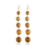 Vintage Retro Earrings Leopard Wood Beads Tassel Ethnic Drop