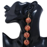 Vintage Retro Earrings Leopard Wood Beads Tassel Ethnic Drop