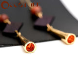 Vintage Wood Bead Drop Earrings for Women