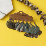 Vintage Wood Beads Drop Earrings Set Boho Tassel Earring