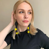 Pastel Goth Wooden Bead Drop Earrings Multicolor Long Earrings