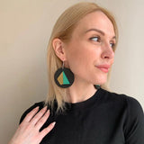 Pastel Goth Wooden Bead Drop Earrings Multicolor Long Earrings