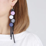 Pastel Goth Wooden Bead Drop Earrings Multicolor Long Earrings