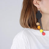 Pastel Goth Wooden Bead Drop Earrings Multicolor Long Earrings