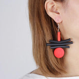 Pastel Goth Wooden Bead Drop Earrings Multicolor Long Earrings