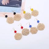 Vintage Hand-Knitted Wooden Beads Tassel Earrings