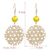 Vintage Hand-Knitted Wooden Beads Tassel Earrings