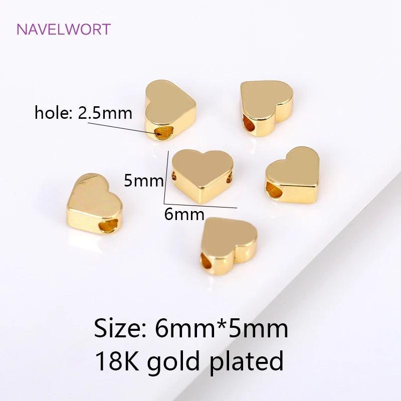 6mm Heart Spacer Beads 18K Plated Pentagram Beads for Bracelet Making