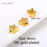6mm Heart Spacer Beads 18K Plated Pentagram Beads for Bracelet Making