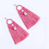 Bohemia Tassel Earrings With Shell Beads Fringed Dangle Statement Ethnic Jewelry