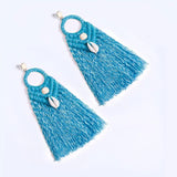Bohemia Tassel Earrings With Shell Beads Fringed Dangle Statement Ethnic Jewelry