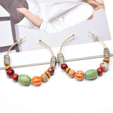 Wood Beading Dangle Drop Earrings Christmas Gift