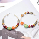Wood Beading Dangle Drop Earrings Christmas Gift