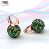 Round Wooden Bead Dangle Earrings 585 Rose Eardrop For Women