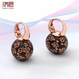Round Wooden Bead Dangle Earrings 585 Rose Eardrop For Women