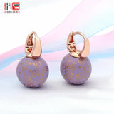 Round Wooden Bead Dangle Earrings 585 Rose Eardrop For Women