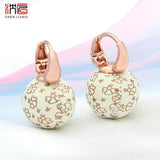 Round Wooden Bead Dangle Earrings 585 Rose Eardrop For Women