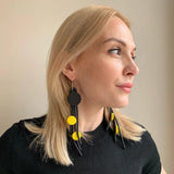 Kpop Women Charms Drop Earrings Wood Beads Long Earrings