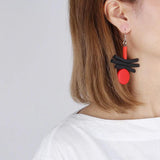 Gothic Wedding Earrings Red Wooden Bead Drop Earrings Vintage Glamour