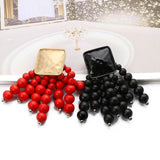 Wooden Beaded Chain Tassel Drop Dangle Earrings Statement Jewelry Gift