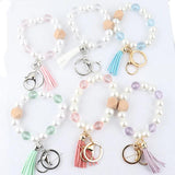 Shinny Wooden Beads Bracelets Key chains Mix 2 Shapes