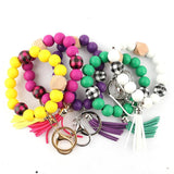 Shinny Wooden Beads Bracelets Key chains Mix 2 Shapes