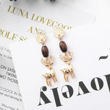 Harajuku Wood Beads Smart Fawn Earrings Vintage Pendant Pendientes