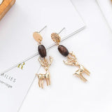 Harajuku Wood Beads Smart Fawn Earrings Vintage Pendant Pendientes