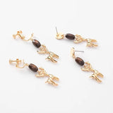 Harajuku Wood Beads Smart Fawn Earrings Vintage Pendant Pendientes