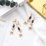 Harajuku Wood Beads Smart Fawn Earrings Vintage Pendant Pendientes