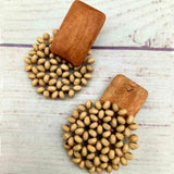 Round Wood Bead Earrings Bohemian Hand Knitting Seed Charm Earrings