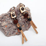 Bohemia Alloy Square Wood Beads Tassel Earrings Women Ethnic Charms Dangle