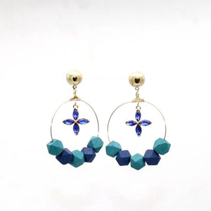 Beaded Wood Dangle Leaf Earrings for Women