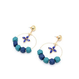 Beaded Wood Dangle Leaf Earrings for Women