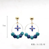 Beaded Wood Dangle Leaf Earrings for Women