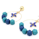 Beaded Wood Dangle Leaf Earrings for Women